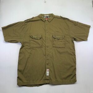 Ecko Unlimited‎ Button Down Shirt Mens XL Green Short Sleeve Utility Skater Y2k
